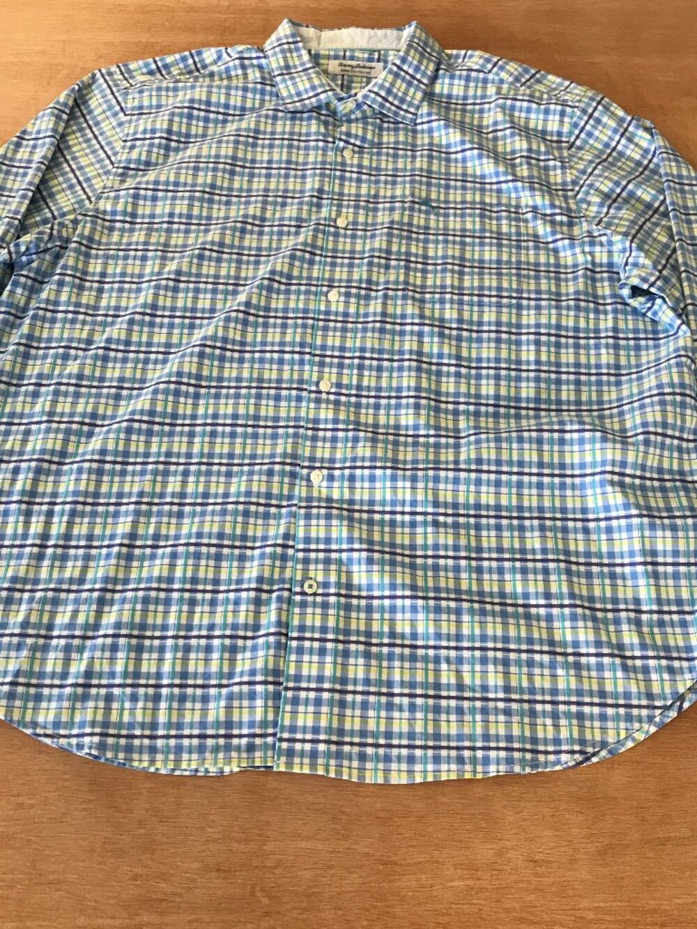 Tommy Bahama Sarasota Stretch Shirt Men 2XLT Blue Plaid Button Up Long Sleeve